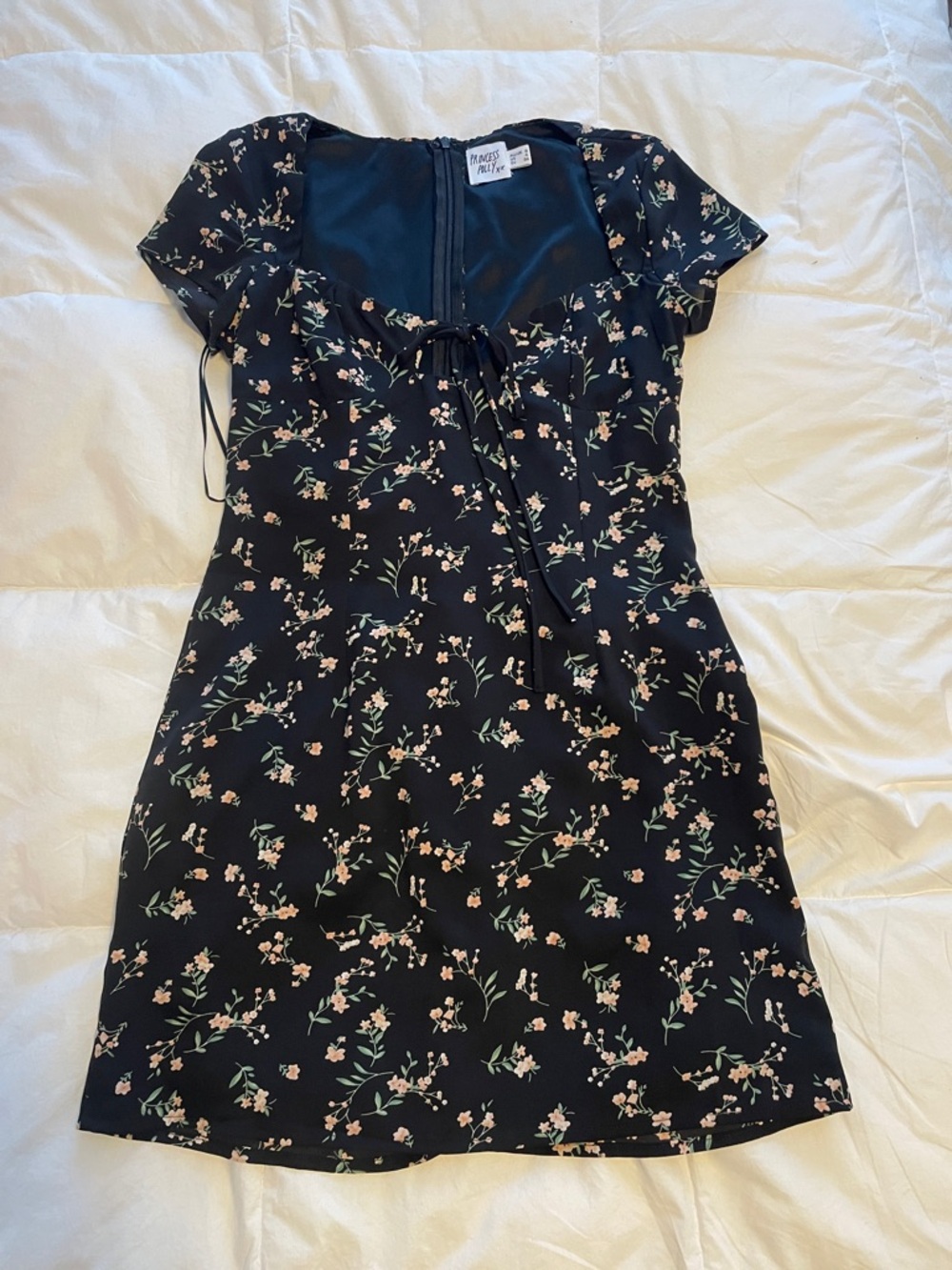 Princess Polly Black Mini Dress with Pink Floral Print